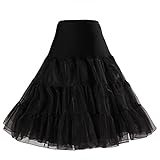 Boolavard® 50er Jahre Petticoat Vintage Retro Reifrock Petticoat Unterrock für Wedding Bridal Petticoat Rockabilly Kleid in Mehreren Farben (L-XXL, Schwarz)