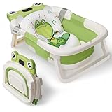 DEANIC Faltbare Baby Badewanne, Babybadewanne Neugeborene von 0-24 Monaten Geeignet, Portable Baby Bathtub Nimmt Keinen Platz Weg, Baby Wanne (Grün)