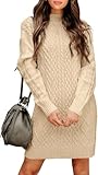 Imily Bela Damen Strickkleid Rollkragen Kabel Stricken Sexy Pullover Kleid Herbst Winter Langarm Bodycon Solide Lange Strickpullover Pullikleid Sweater Kleider