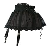 ROSVAJFY Mini Mesh Rock Sexy Strapsgürtel Damen Strumpfhalter Hohe Taille Dessous Kleid Reizwäsche mit 4 Clips, 2 Stücke Unterwäsche Durchsichtiger Minirock + Spitzen Höschen (Schwarz)
