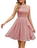 Wedtrend Cocktailkleider A Linie Cocktailkleid Damen Elegant Kleider Damen Ballkleider Damen Knielang Abschlusskleid Spitzenkleid Damen Kurz WT0213 Blush M