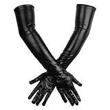 Women’s Gloves, Frauen Sexy Wet Look Leder-Optik Handschuhe Abendhandschuhe, Glänzend Handschuhe Lang Damen Katzenfrauen Accessoires, Lang Opernhandschuh, 1920s Style, Elbow to Wrist