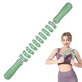 Muskeltherapie Massagestab, Massagegerät, Faszienrolle Beine mit Anti-Rutsch Griff, Oberschenkel Faszienstab, für Triggerpunkte Entlastung Muskelkater,Tiefenmassage mit Silikonzahnrädern (Grün)