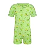 Landofgenie Herren Body Atmungsaktiver Baumwolle Bodysuit mit Reißverschlüsse, Kurzarm One-Piece Pyjama Dinosaurier-Druck 3XL