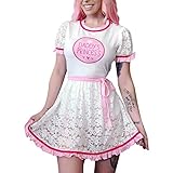 Littleforbig Baby Windel-Liebhaber ABDL Knopf Schritt Strampler Einteiler – Daddy's Princess Spitzen-Kleid - Weiß - Klein