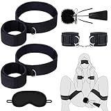 BDSM Bondage Fesseln Sex Spielzeug Für die Paare Extrem Sex,Sexspielzeuge Handgelenk zu Oberschenkel Fußfesseln, Abnehmbares SM Kit,Sex Toys Handschellen Für Sexspiele mit Augenbinde Peitschen