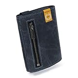 GUGGIARI® Slim Wallet mit Münzfach aus Microfaser Jacquard mit RFID Schutz - Schlankes Portemonnaie für Kreditkarten - Kreditkartenetui - Brieftasche für unterwegs (Indigo)