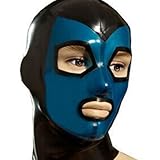 KYTFLCG Latex SM Maske mit Reißverschluss Großen Augen Gummi Maske Für Sklaven Fetisch Maske Cosplay Bühnenperformance(Size:XXL)
