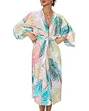 Bsubseach Lange Kimonos für Frauen Badeanzug Coverup Lange Ärmel vorne offen Strand Cover Up Kleid mit Gürtel