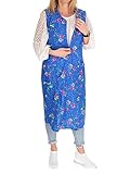 Reißverschluss Kittel RV Hauskleid Baumwolle Schürze Kochschürze, Farbe:blau, Größe:40