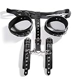 SM Leder Sex Bondage Set Erotik SM Sexspielzeug für Paare BDSM Erotik Fesseln Sexspielzeug mit Handschellen Oberschenkelbundgurten Bondageset Fessel Set, Sex Toys Handschellen Sex Bett