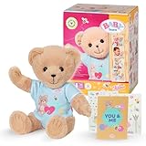 BABY born Bär - Weicher Teddybär mit beweglichen Armen & Beinen - Kuscheltier mit blauem Strampler & inkl. Zubehör - Geeignet für Kinder ab 0 Jahren