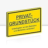 Privatgrundstück Schild 30 x 20 cm Alu 3mm Alu-Dibond stabile Aluminiumverbundplatte Unbefugten ist das Betreten und Befahren verboten Schild mit UV-Schutz von STROBO