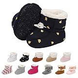 Tolaler Unisex-Baby Neugeborenes Fleece Booties, Verdicktes Futter Warme Baby Winterschuhe Verstellbare Rutschfeste mit Weicher Sohle Baby Booties/Alltagskleidung (0-18 Monate)