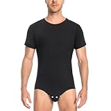 LittleForBig Männer Baumwolle Strampler Onesie Pyjamas Bodysuit - Entspannte Passform Basic Strampler Schwarz M
