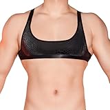 GENEMEN Herren Sport Bra Sexy Glitzer Oberteil Sissy Dessous Bikinis Crop Tank Top Crossdresser Kleidung (Schlange Schwarz)