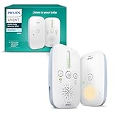 Philips Avent DECT-Audio-Babyphone, Gegensprechfunktion, störungsfrei, 330 Meter Reichweite, 24 Stunden Akkulaufzeit, Smart ECO-Modus, Nachtlicht, SCD503/26