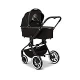 MOON 2 in 1 Kombi-Kinderwagen RESEA+, Black, Edition+, mit Wanne und Sportwagen Sitz, bis 22kg, Kollektion 2024