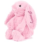NGTSFLY Personalisiert Kuscheltier Hase mit Name 31-41cm Plüschhase Kuschelhase Baby Personalisierte Geschenke für Mädchen und Jungen (Süßes Plüschkaninchen)