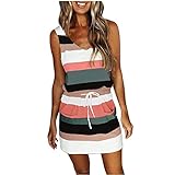 MOKBAY Sommerkleider Damen Kurz V Ausschnitt äRmelloses Kleid Damen Kleider Mit Schlitz Pailletten Wickelkleid Umstandskleid Trauzeugin Kleider Damen Crossdresser Bandeau Chiffonkleid Grün L