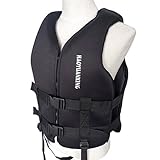 Waabose Schwimmweste für Erwachsene Kinder, Universal Rettungsweste für Herren & Damen, Rettungsweste Schwimmhilfe für Kajakfahren, Angeln, Surfen, Wassersport (Schwarz, L)