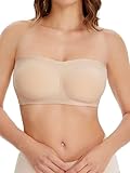 HBselect Damen Bandeau BH ohne Bügel Gepolsterter Bralette Bügelloser T-Shirt BHS Tube Top BH für Frauen Mädchen L Hellbeige