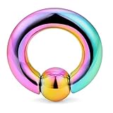 Briana Williams Regenbogen KlemmkugelRing Captive Bead Ring 316L Chirurgenstahl PA Intim Piercing Schmuck(2/2.5/3/4/5/6/8/10mm Größenwahl)