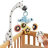 TUMAMA Mobile Baby Babybett, 3 in 1 Baby Mobiles für Bett mit Fernbedienung, Projektion Nachtlicht, Musik Spieluhr, Babybett Zubehör Sensorisches Spielzeug Für Mädchen Junge Kinder Geschenk