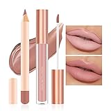 Prreal 2Pcs Lip Liner and Lipstick Makeup Set, Matte Liquid Lipstick + Matching Lip Liner, Velvety Lipstick Makeup Kit Gift Set, Waterproof Long Lasting labiales mate 24 horas originales, 1.0 gramm