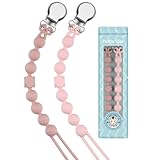 Yolnkos Schnullerkette mit Namen Jungen Mädchen Personalisiert Schnullerclip Teddy Bär(Rosa)