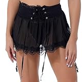 Damen sexy Taille Riemchen-Clip-Rock (Schwarz)
