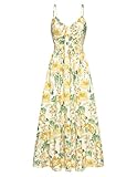 Damen Viktorianisches Blumenkleid A-Linien Renaissance Kleider Vintage Hohe Taille Kurzarm Freizeitkleid Vintage Blumenkleid Gelbe Blume S