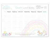 PICTALOO Stadt Land Fluss Baby Spielblock, Babyparty Babyshower Spiel, Spieleblock zum Ausfüllen für Mädchen & Junge, Geschenk Quiz Block DIN A5 mit 50 Seiten, Partyspiel (1x)