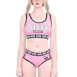 LittleForBig Unisex Baumwolle Camisole und Höschen Sport Loungewear Bralette Set – Sissy University Bralette Set Magenta XXL