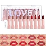 Lippenstift Set, 10 Farben Lipstick Matte, Velvety Lippen Stifte Make Up Set, Lippenstift 24 Stunden Halt Waseerfest & Non-Stick Cup & Not Fade, Hochpigmentierter, Feuchtigkeitsspendende Formel