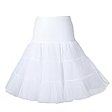 Boolavard 1950's 26' Petticoat Reifrock Unter Rock Unterrock Underskirt Crinoline Röcke Vintage Swing Oktoberfest Kleid - Rot, Schwarz, Weiß, Blau, Rosa (S-M, Weiß)