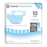 SUNKISS Masterpiece Windeln für Erwachsene mit ultimativer Saugfähigkeit, Einweg Inkontinenz Slips für Männer und Frauen, mit Tabs, Auslaufschutz bei Blasenschwäche, Blau, Größe L/XL, 10 Stück