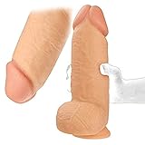 Realistischer Dildo Analdildo Analplug, Größe 24cm*7cm, mit Starkem Saugnapf für Freihändiges Spielen, Flexibles Sexspielzeug mit Großem Penis und Schwanz (Fleisch)