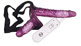 You2Toys Vibrating Strap-On Duo - stimulierender Doppel-Strap-On für Frauen und Männer, jeweils 3 Vibrationsmodi, intensive Reiz-Struktur, lila