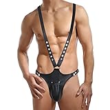 BDSMLOVE Harness aus Leder für Männer - Fetisch String Tanga mit Skrotale Verstärkung - Sexy Unterwäsche und Fetische Kleidung