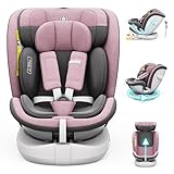 Daliya® Kindersitz ROTAZIONE | I-SIZE 40-150 cm | 8 Pos. | 0-36Kg mit Isofix | (SIP) | Top Tether | 360° | 5 Punkt Gurt | Gr. 0+ / I/II/III | Autokindersitz Autositz Kinderautositz Babyschale (Rosa)