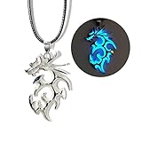 NONGYU Drachen-Halskette für Damen und Herren, dominierende leuchtende Flamme, Drachen-Anhänger, Halskette, Hallowen Gurad, 45mm Tail 0.5mm, Metall