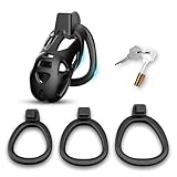 Buntune 3D Harz Keuschheitskäfig Set für Herren mit 3 Penisringe Atmungsaktiver Keuschheitsgürtel SM Penis Bondage Cock Cage Extrem Peniskäfig Sexspielzeug für SM Männer Chastity Cage (M)