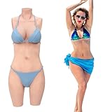 CYOMI Silikon Brüste Brustformen Realistisch Brustplatten Mit Katheter silikon Bodysuit für Crossdresser Transgender Cosplay（Elfenbeinweiß D Cup）