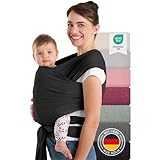 Laleni Tragetuch Baby neugeboren bis 15 kg aus weicher Baumwolle - Babytrage Neugeborene ab Geburt - OEKO-TEX zertifiziertes Tragetuch Kleinkind - Wickeltuch Baby mit 5,10 m Länge - Trage in Schwarz