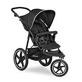 hauck Kinderwagen Runner 2, Dreirad Buggy mit XL Lufträder für Kinder bis 22 kg, UV-Schutz 50+, Belüftungsfenster, Höhenverstellbar, Faltbar, XL Korb bis 3 kg, Liegefunktion (Black)