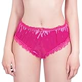 LittleForBig Unisex Hipster Slip Satin Sissy Spitze Rüschen Höschen Slip für Crossdresser Transgender Rose S