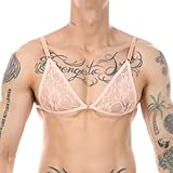 Mymyguoe Sissy Spitze Bra Herren Transparent Erotische Unterwäsche Dessous Mini Bh Nachthemd Clubwear Gogo Tops Reizvolle Nachthemd Durchsichtige Crop Top Crossdresser Unterhemd