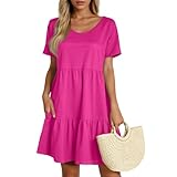 Abendkleid Große Größen Damen Kleider Sommer Elegant Wickelkleid Kleid Festlich Spitzenkleid Crossdresser Sommerkleid Mit Ärmel Handtuchkleid Damen Kurze Sommerkleider (Rosa,S)
