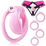 Crysore Herzförmige Chastity Panties mit Rosa Sissy Chastity Cage Anti-Off Keuschheitsgürtel in 2 Größen Erwachsene Sexspielzeug für Männer Penis Training (L,Pink+Sissy Cage)